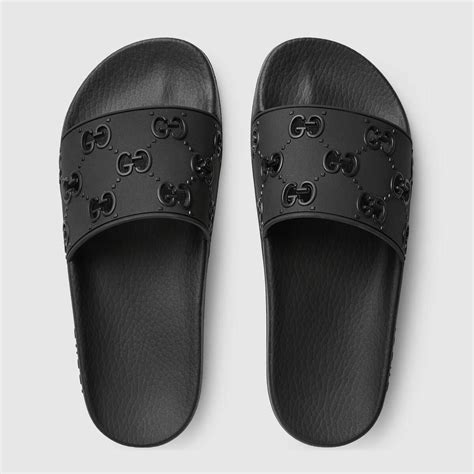 gucci slides black women|gucci slides black worn.